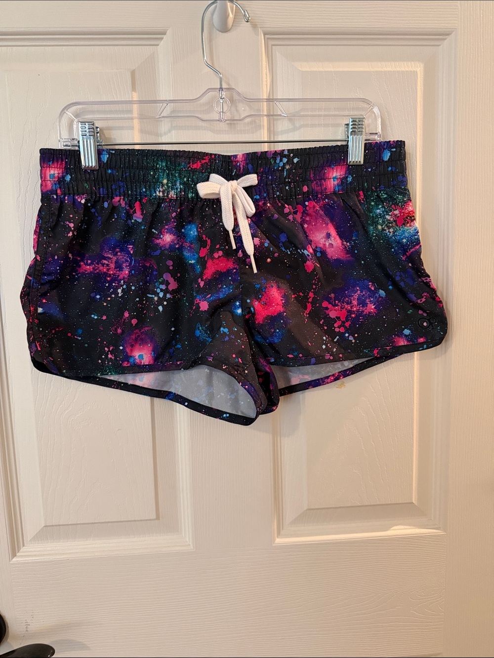 MWOT Women’s Galaxy Print Athletic Shorts - Black/Pink